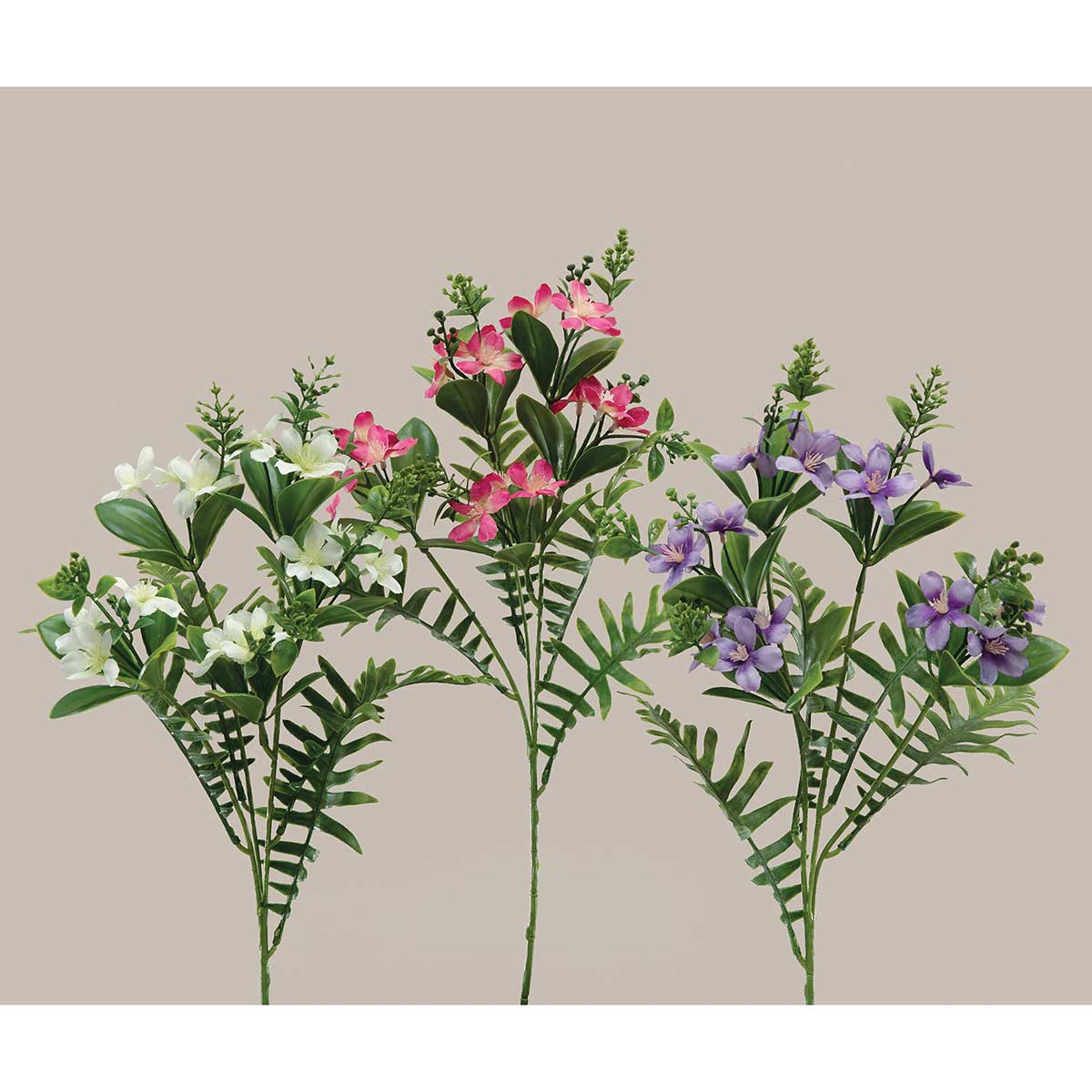 SPRAY BLOSSOM/FERN BERRY 8IN X 19IN POLYESTER/PLASTIC - Click Image to Close